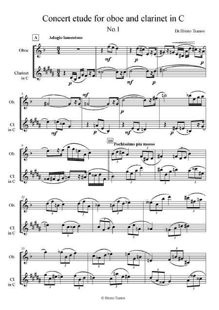 Concert etude for oboe and clarinet in C - Tsanov 
